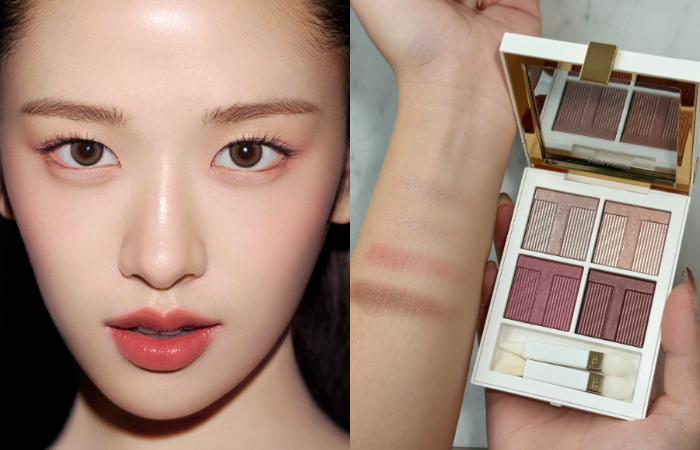  IVE 隊長安俞真於 Soleil Summer Look 中示範的同款眼影盤妝